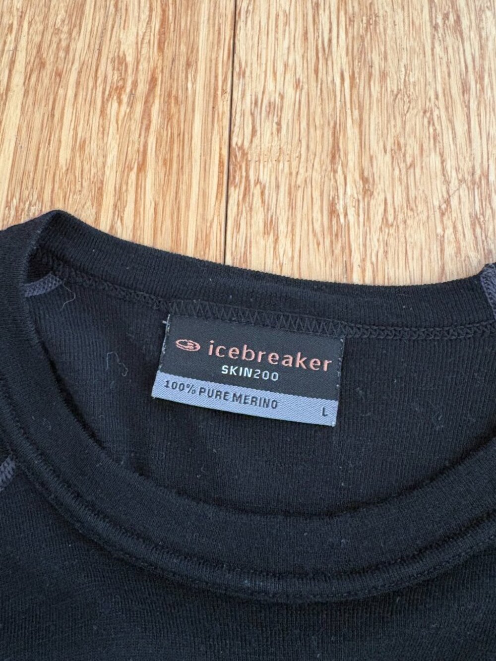 Icebreaker Skin 200 Merino Wool Baselayer Mens Size L Large Black Layer - Picture 5 of 6